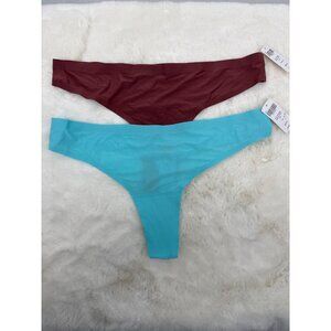 SOMA Embliss size XL Soft Stretch Thong Panty Blue & Dusty Rose NEW  X-Large 2 p